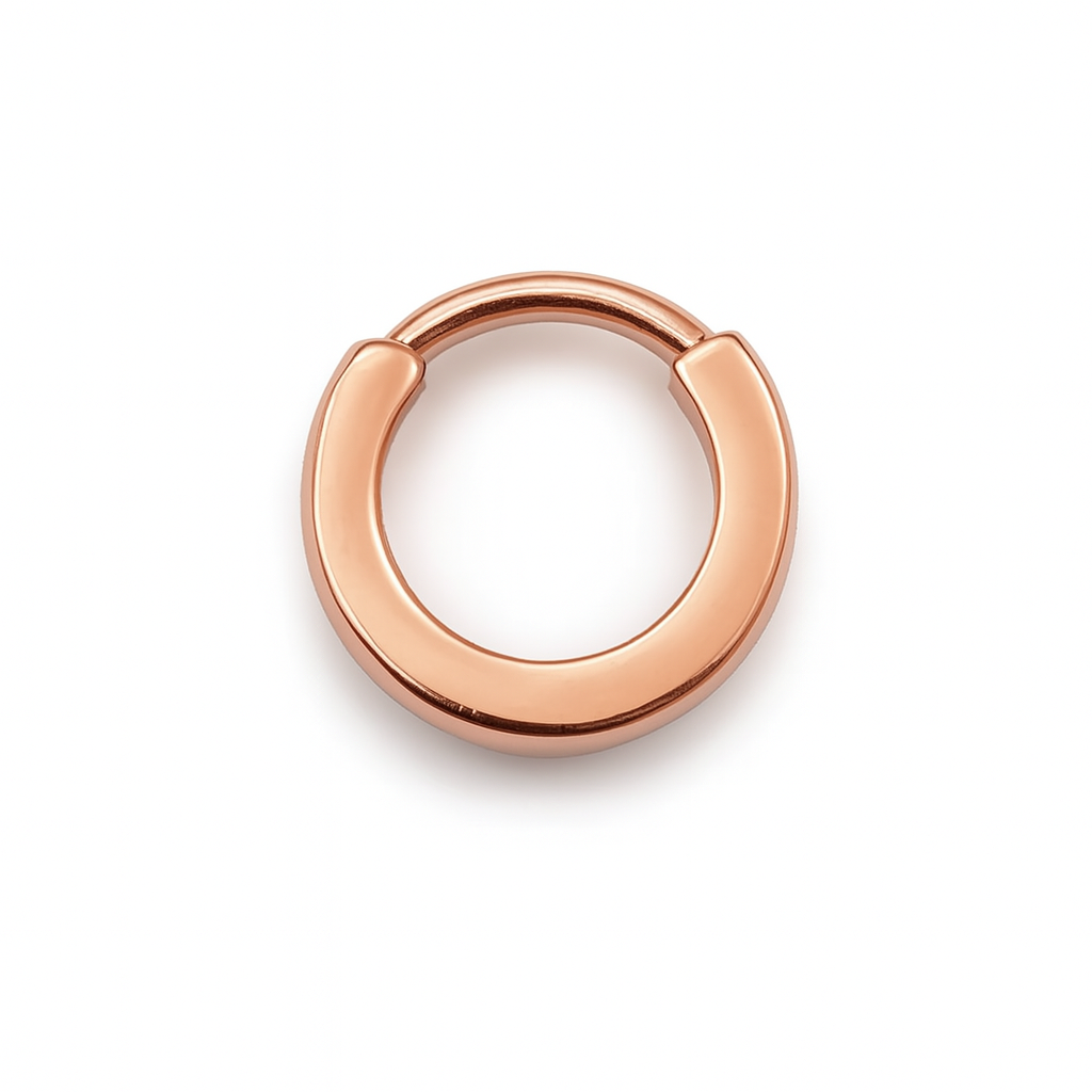 Squared Helix and Septum Clicker Conch Daith Hoop With Natural Diamonds 14k Gold