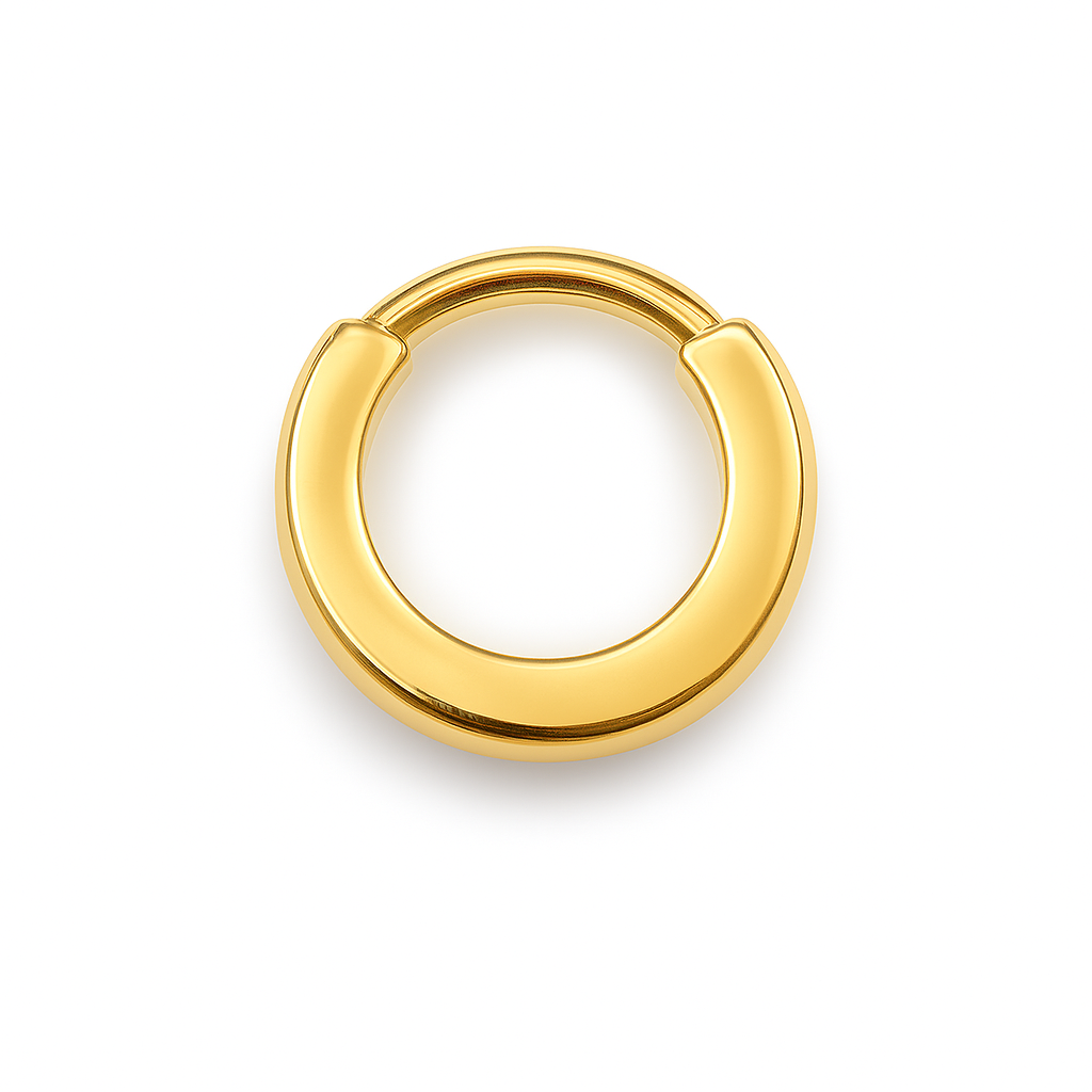 Squared Helix and Septum Clicker Conch Daith Hoop With Natural Diamonds 14k Gold