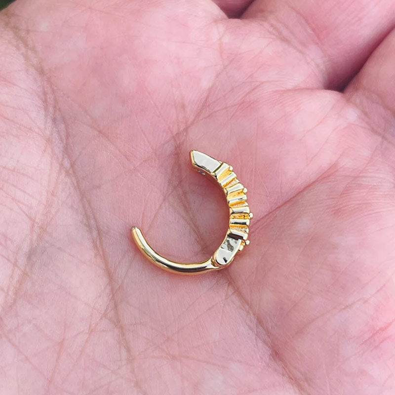 14k Gold Belly Button Ring Flowers Navel Ring Clicker Solid Gold Piercing Jewely