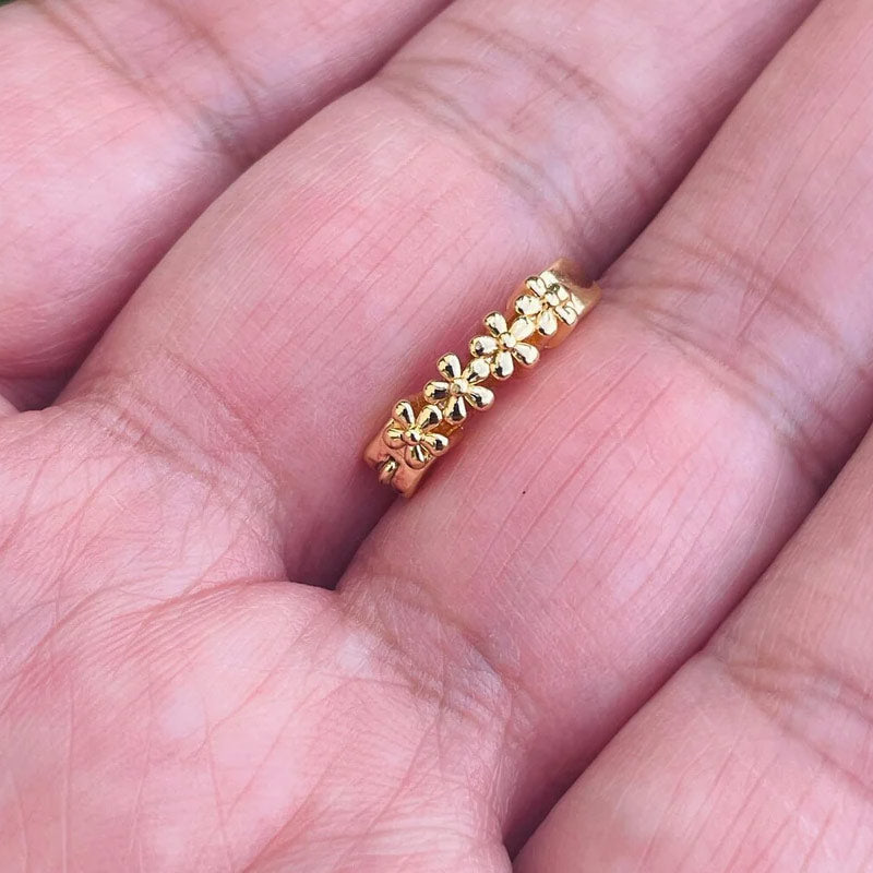 14k Gold Belly Button Ring Flowers Navel Ring Clicker Solid Gold Piercing Jewely