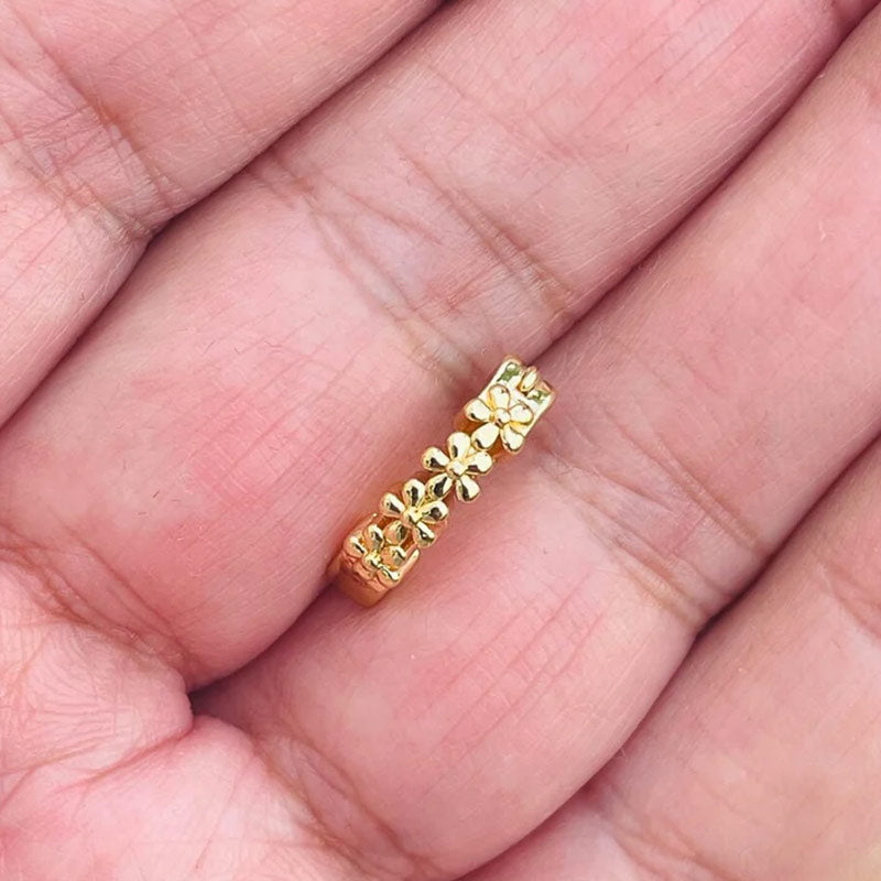 14k Gold Belly Button Ring Flowers Navel Ring Clicker Solid Gold Piercing Jewely