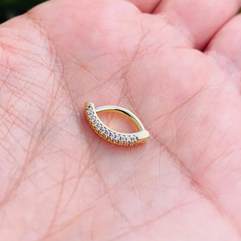 14K Gold Belly Button Ring Navel Ring 3 Rows Prong Setting Genuine Diamonds Solid Gold