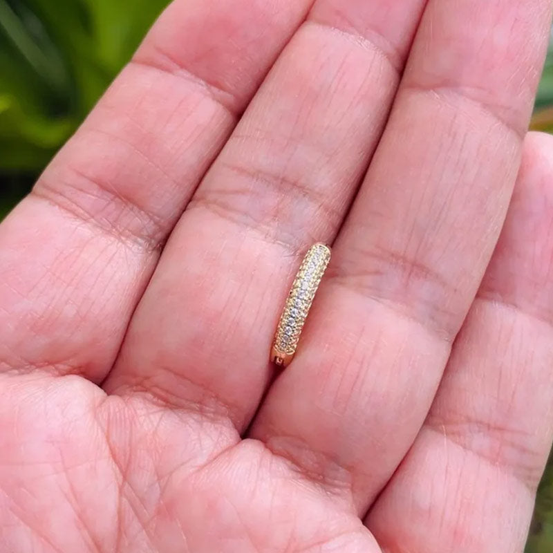 14K Gold Belly Button Ring Navel Ring 3 Rows Prong Setting Genuine Diamonds Solid Gold