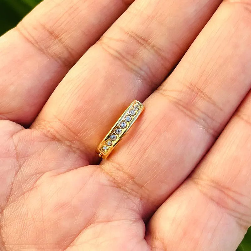 14k Gold Belly Button Ring Navel Ring One Row Diamonds Solid Gold