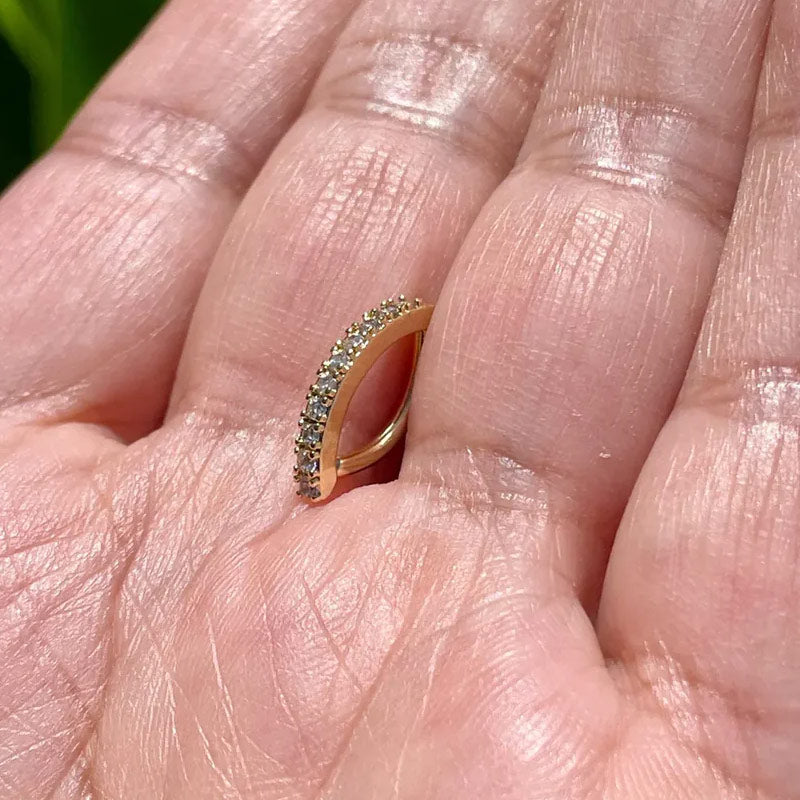 14k Gold Belly Button Ring Navel Ring Prond Setting Genuine Diamonds Solid Gold