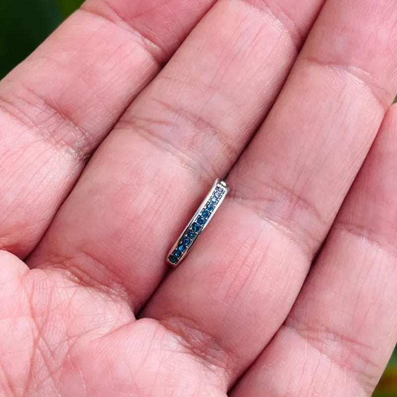 14k Gold Belly Button Ring Navel Ring Prong Setting Blue Sapphires Solid Gold