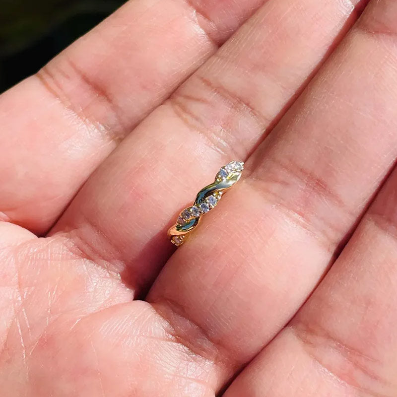 14k Gold Braided Diamonds Belly Button Ring Navel Ring Clicker Solid Gold Piercing Jewely