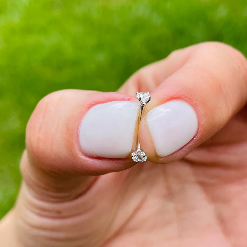 14k Gold Curved barbell 16G and 18G With 3mm Natural Diamonds for Tragus Rook Daith Earring Eyebrows Piercing Jewelry