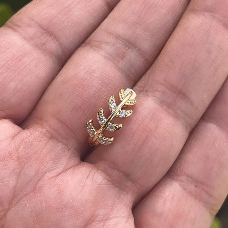 14k Gold Diamonds Leaf Belly Button Ring Navel Ring Clicker Solid Gold Piercing Jewely