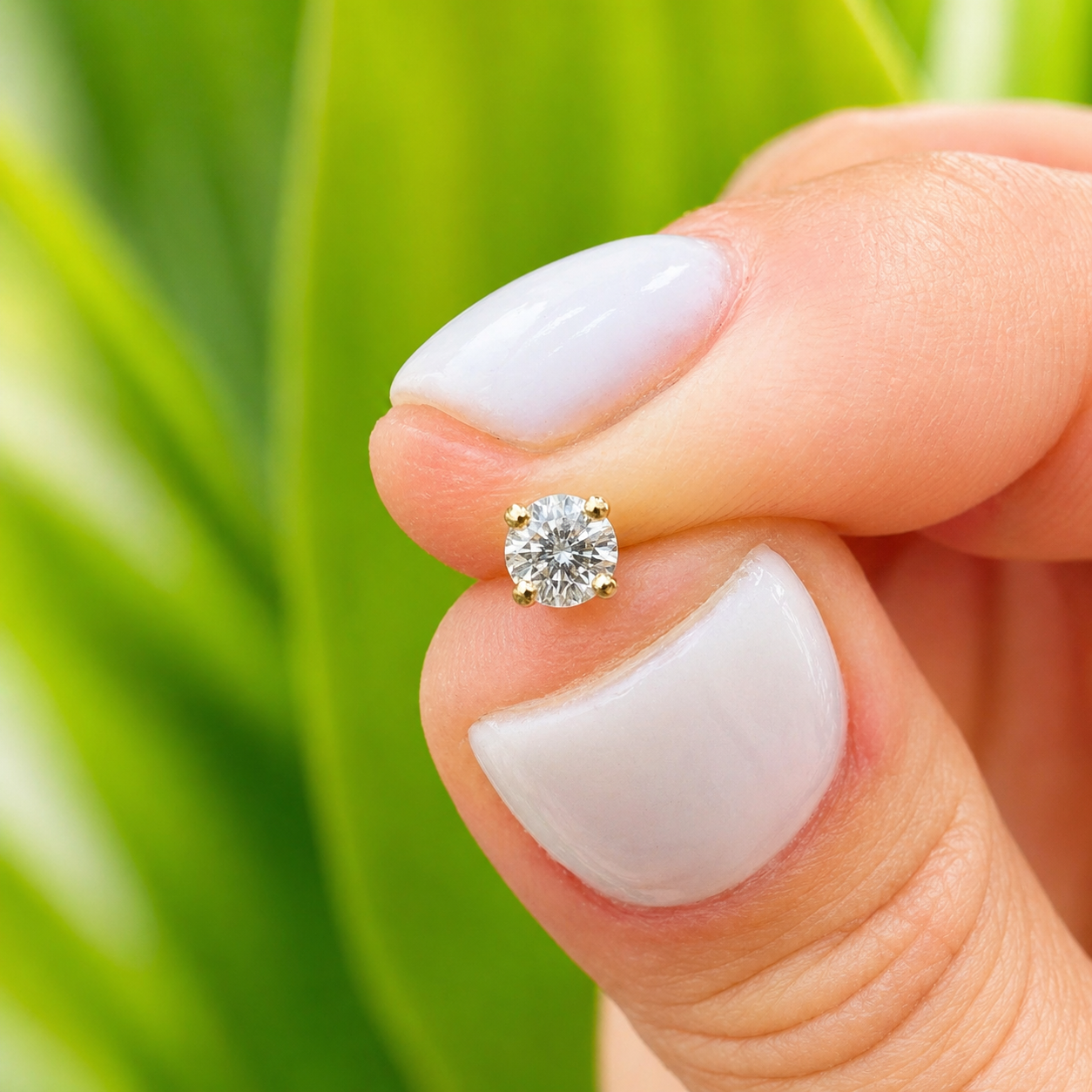 Dermal Top with 5mm Natural Diamond Dermal Anchors Stud With 14K Solid Gold