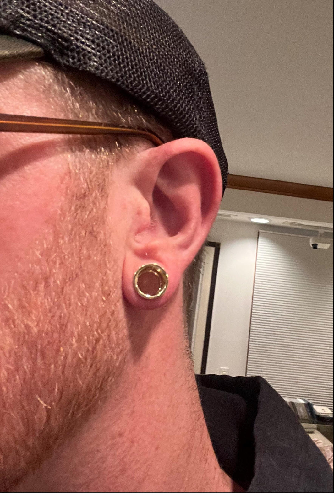 18K Gold Double Flared Tunnel Ear Gauges Flesh Tunnles Hypoallergenic