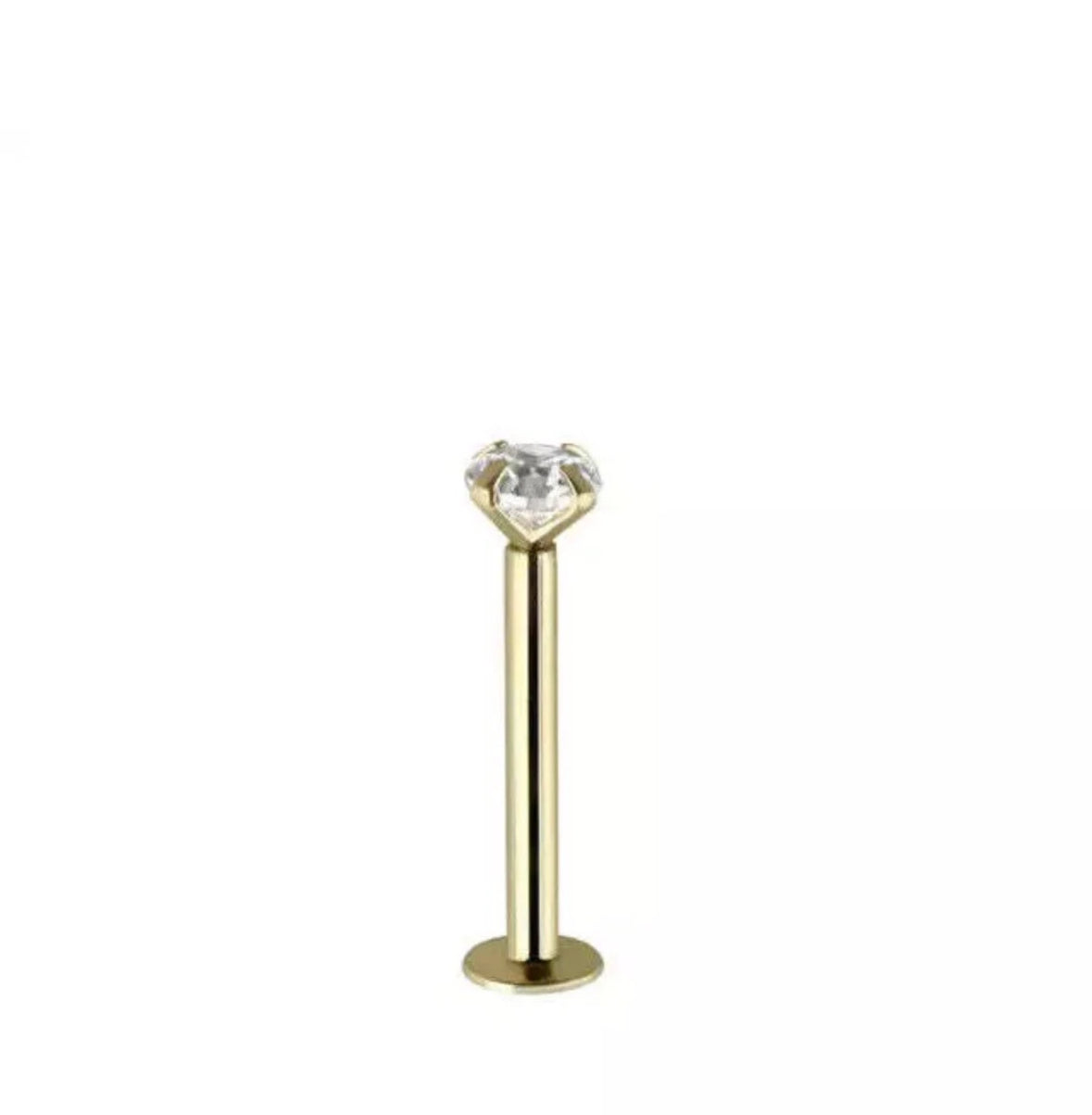 Treadles Push In Labret 3.5mm Genuine Natural Diamond 14K Solid Gold