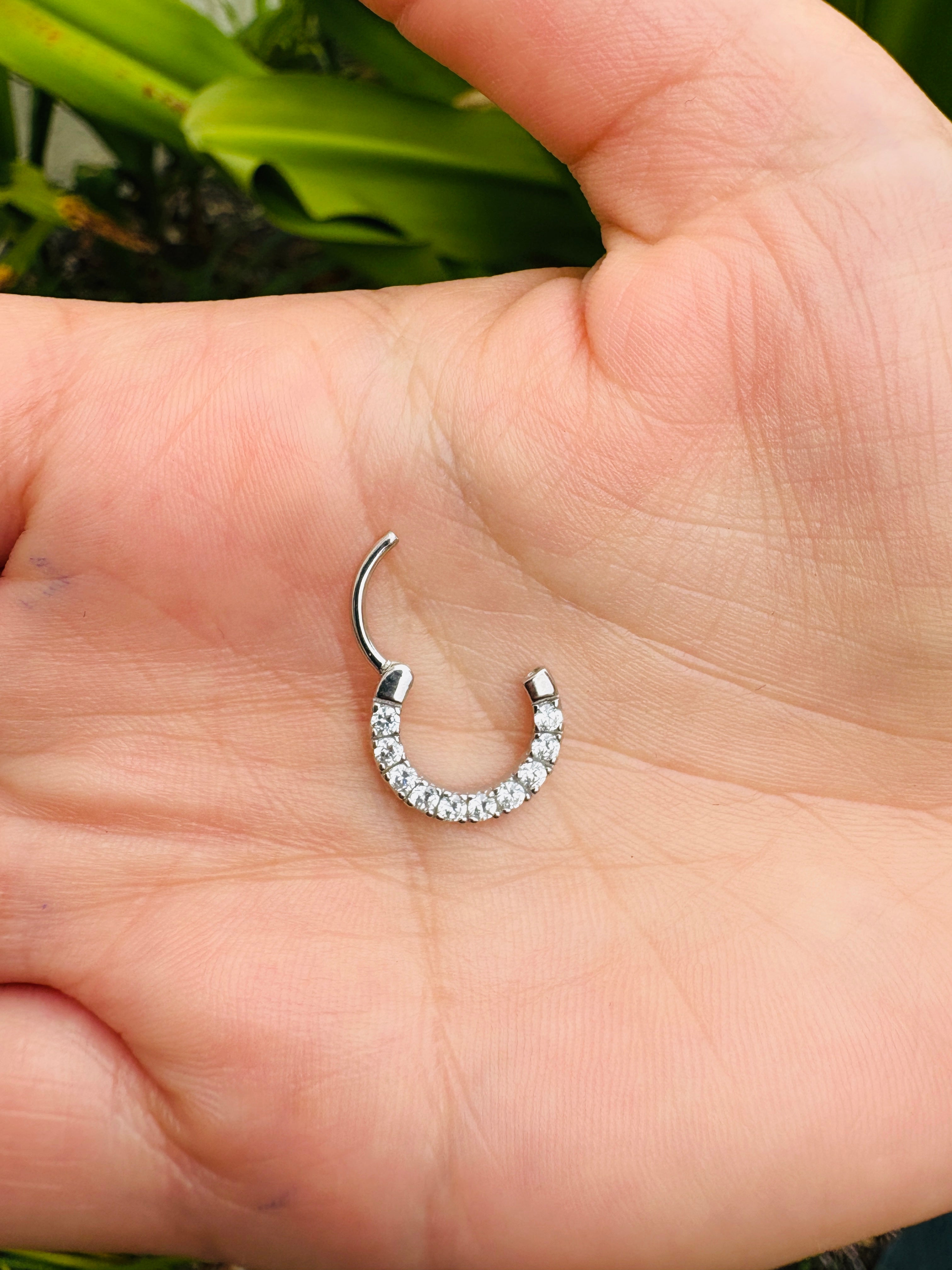 Septum Ring Clicker Daith Hinged Hoop With 2mm Natural Diamonds 14k Solid Gold Seam Ring Hypoallergenic