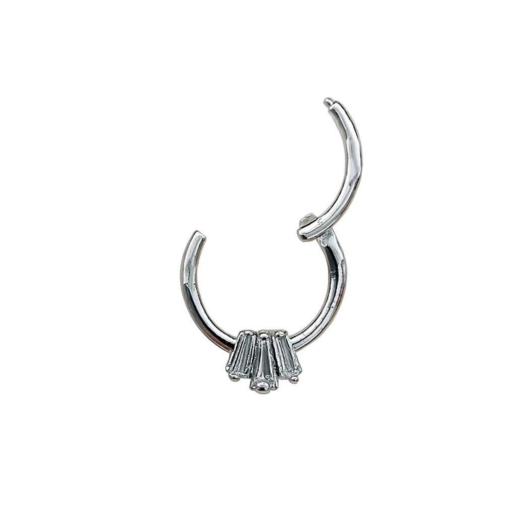 3 Bagutte Natural Diamonds Septum Nose Ring in 14K Gold Daith Piercing Clicker Daith Piercing Helix Piercing Septum Clicker