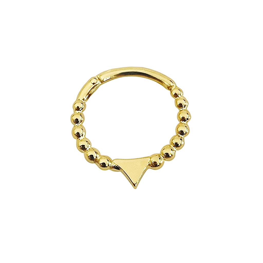 Beads and Tringle Hinged Nose Ring Septum Clicker Daith Helix Conch Hoop 14k Gold