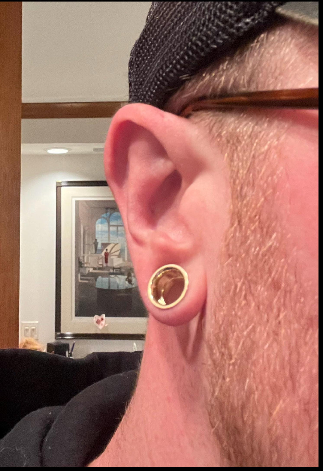 18K Gold Double Flared Tunnel Ear Gauges Flesh Tunnles Hypoallergenic