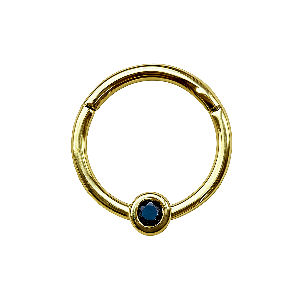 Single Black Diamond Seam Ring Basel Hinged Nose Ring Septum Clicker Daith Hoop 14k Gold