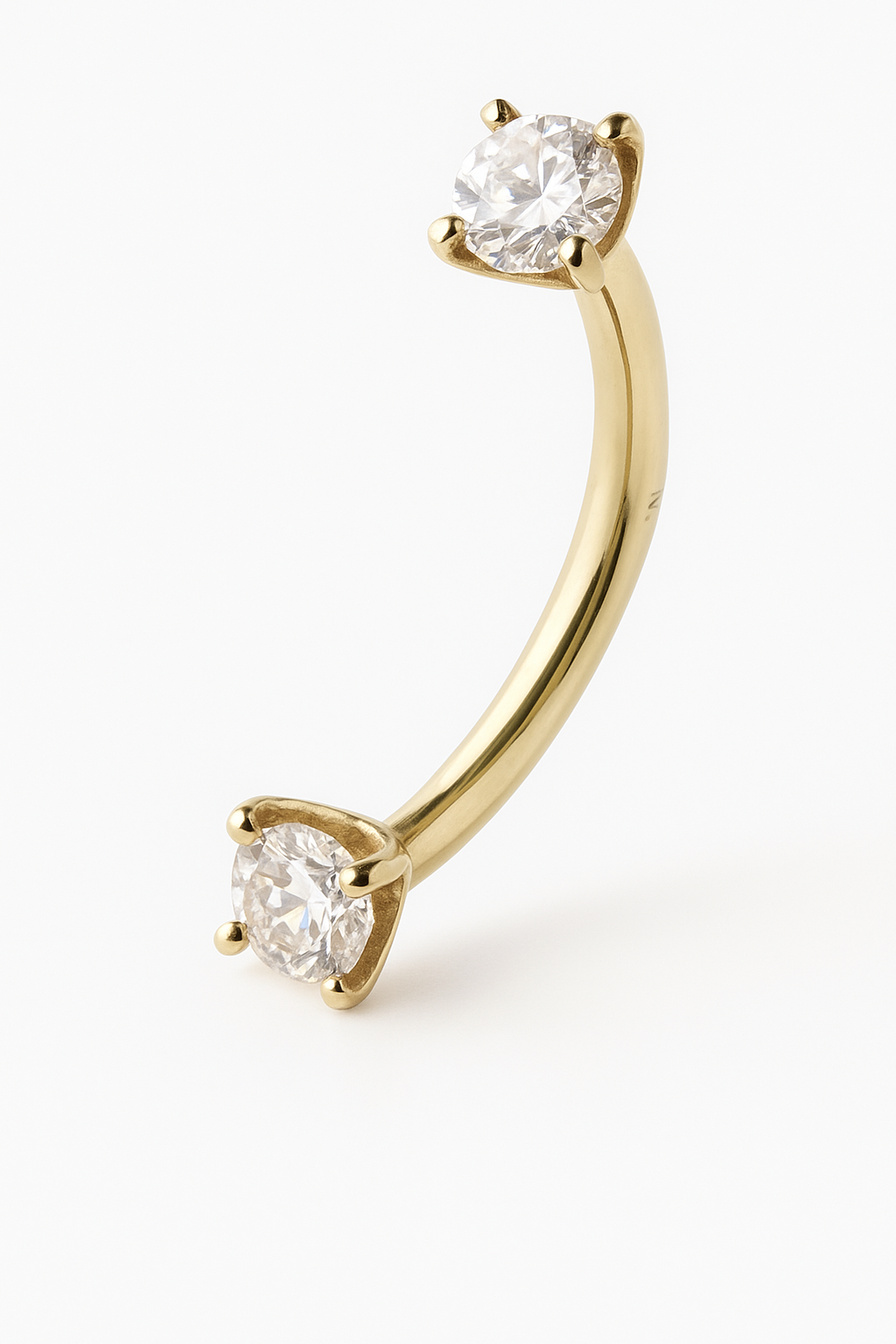 14k Gold Curved barbell 16G and 18G With 3mm Natural Diamonds for Tragus Rook Daith Earring Eyebrows Piercing Jewelry