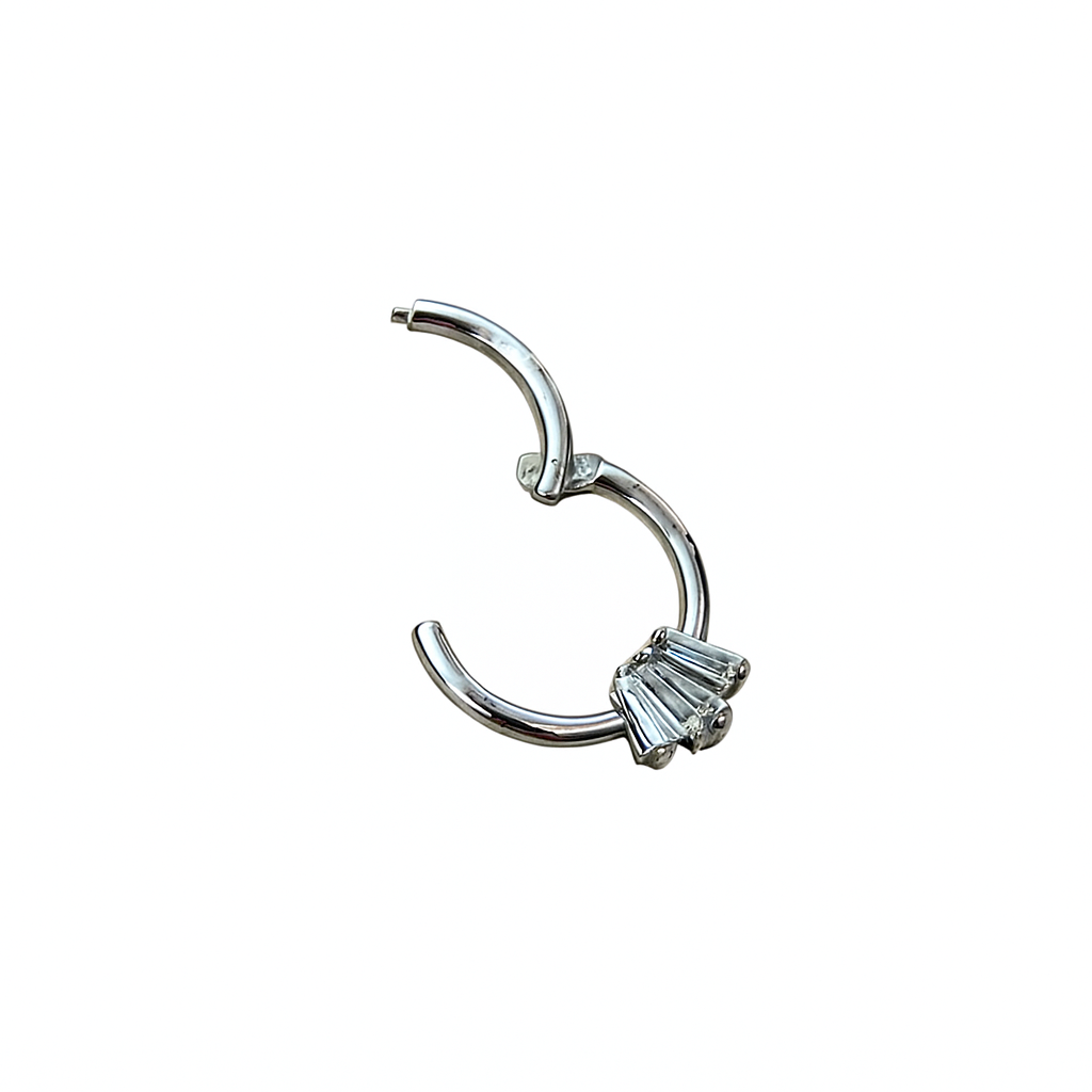 3 Bagutte Natural Diamonds Septum Nose Ring in 14K Gold Daith Piercing Clicker Daith Piercing Helix Piercing Septum Clicker