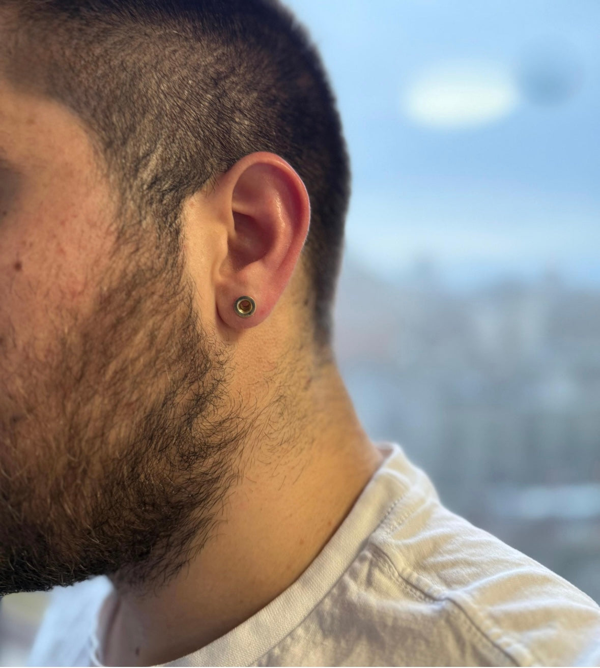 14k Solid Gold Gauges Ear Plugs Double Flared Screw Fit Flesh Tunnels With Diamonds