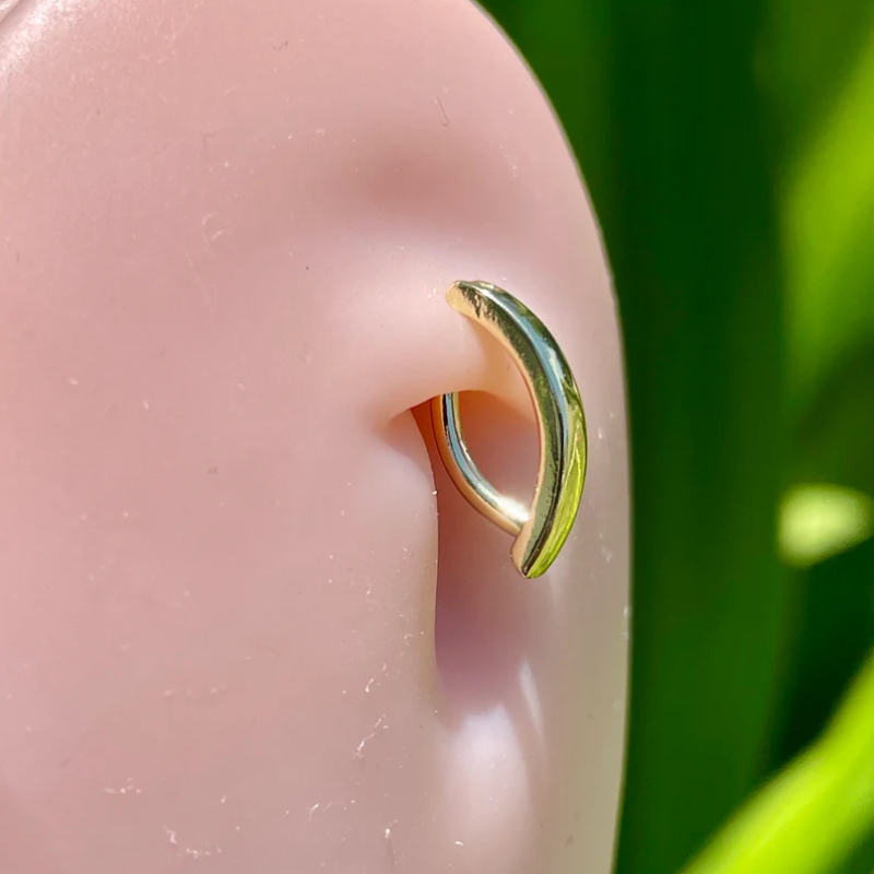 14k Gold Belly Button Ring Navel Ring with Natural Diamonds Solid Gold