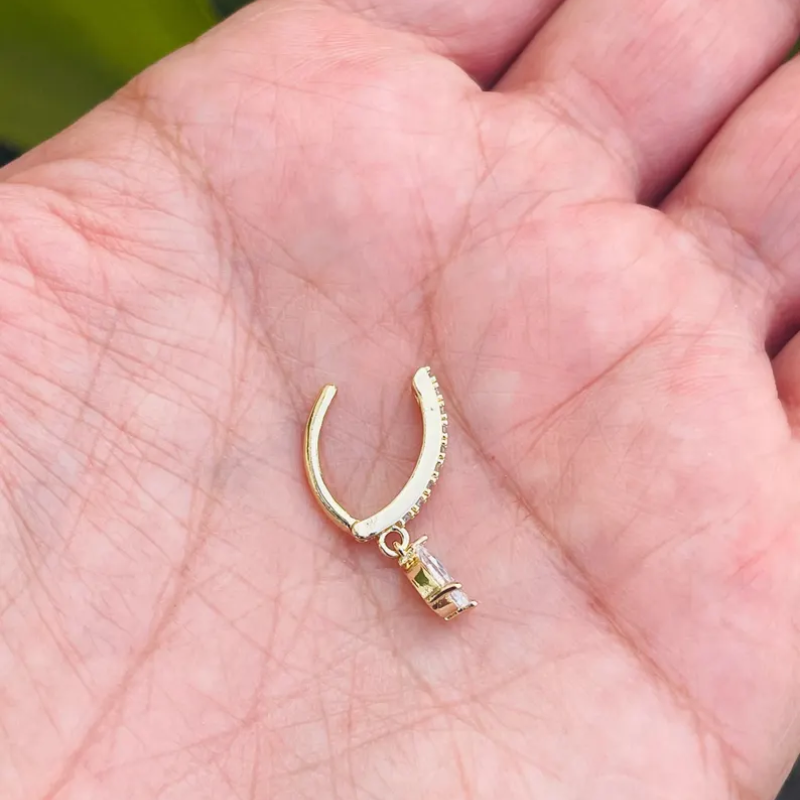 14k Gold Belly Button Ring Navel Ring Pear Shape Diamond Solid Gold