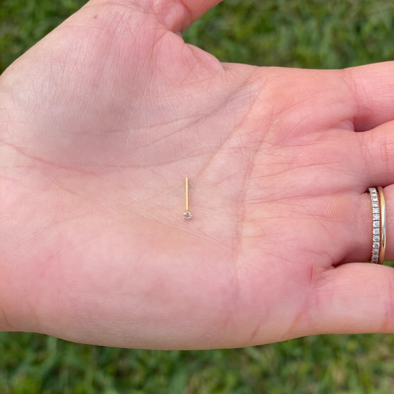 Fishtail Nose Ring Bendable 22g 1.5mm-3mm Genuine Diamond 14K Solid Yellow Gold