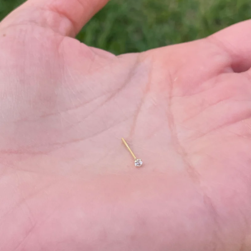 Fishtail Nose Ring Bendable 22g 1.5mm-3mm Genuine Diamond 14K Solid Yellow Gold