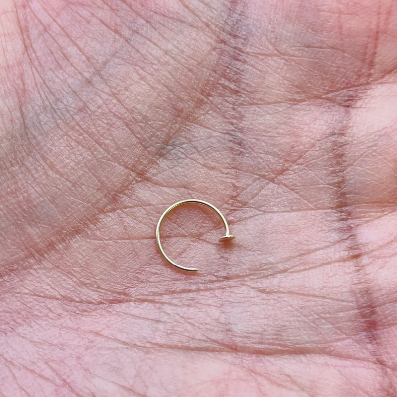 Nose Ring Hoop 20g Round 14K Solid Yellow Gold
