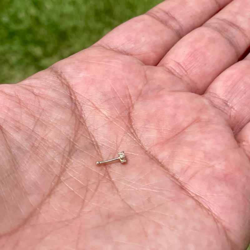 Nose Ring Stud Piercing Jewelry Trinity 3 Genuine Diamonds 14K Solid Gold