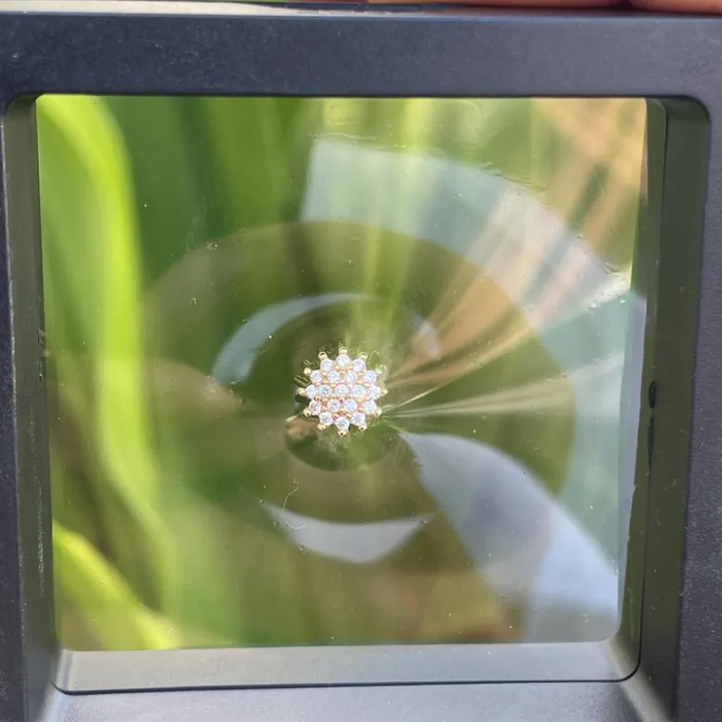 Dermal Top Flower With Natural Diamonds Labret Stud With 14K Solid Yellow Gold