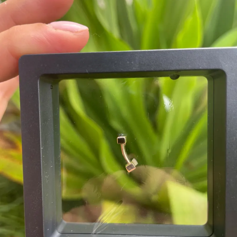 14k Gold Curved Barbell 16G 3mm Basel set Square Natural Diamonds for Tragus Rook Daith Eyebrows Piercing Jewelry