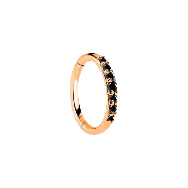 Black Diamonds Hinged Hoop Ring Septum Clicker Daith Helix Conch Rook Hoop With 14k Gold