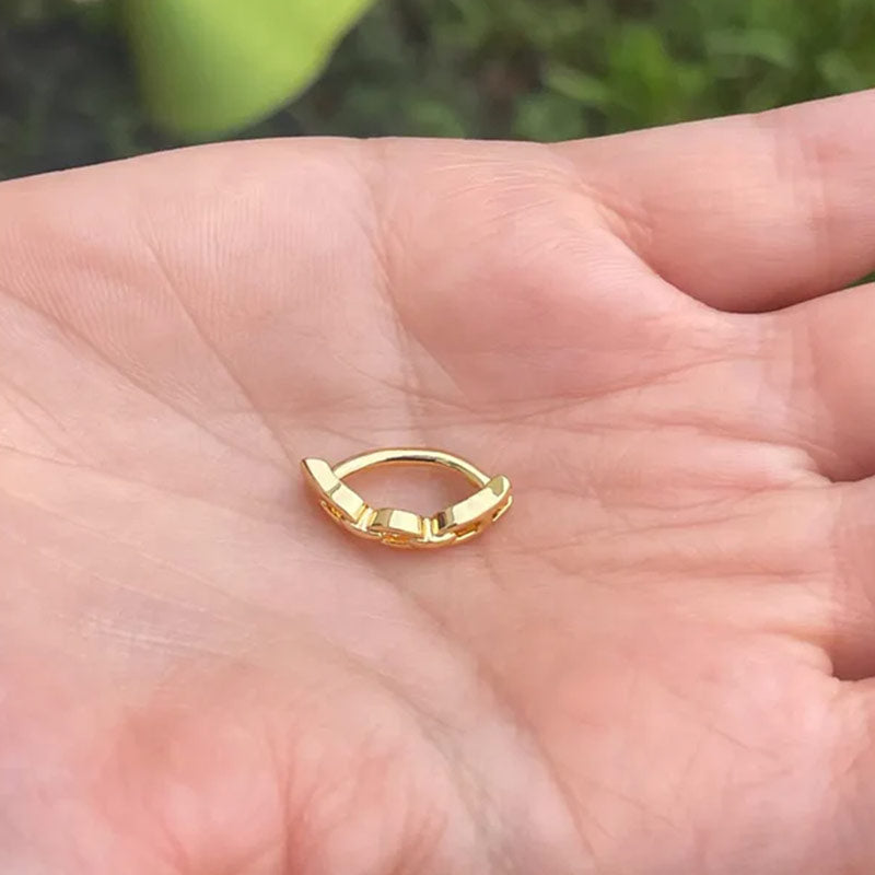 Chain Hoop 14k Gold Belly Button Ring Navel Ring Clicker Solid Gold Links Piercing