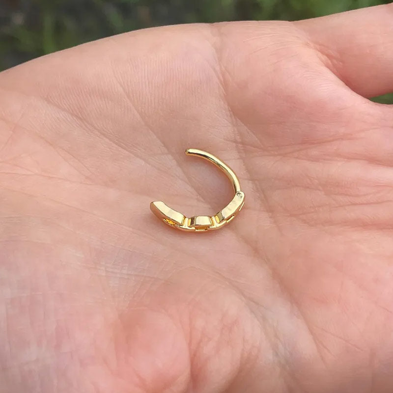 Chain Hoop 14k Gold Belly Button Ring Navel Ring Clicker Solid Gold Links Piercing