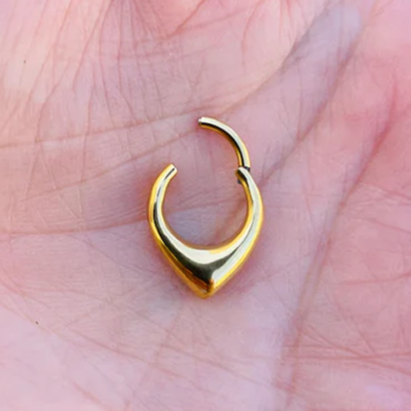 Chevron Helix and Septum Clicker Conch Daith Hoop With 14k Gold