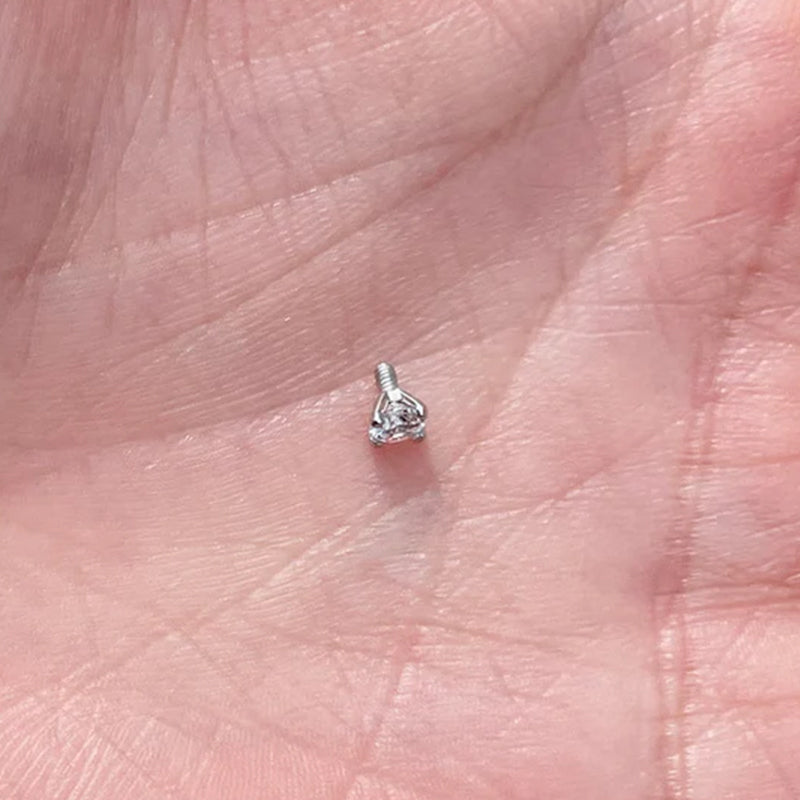 Dermal Top with 3mm Natural Diamond Labret Stud With 14K Solid Yellow Gold