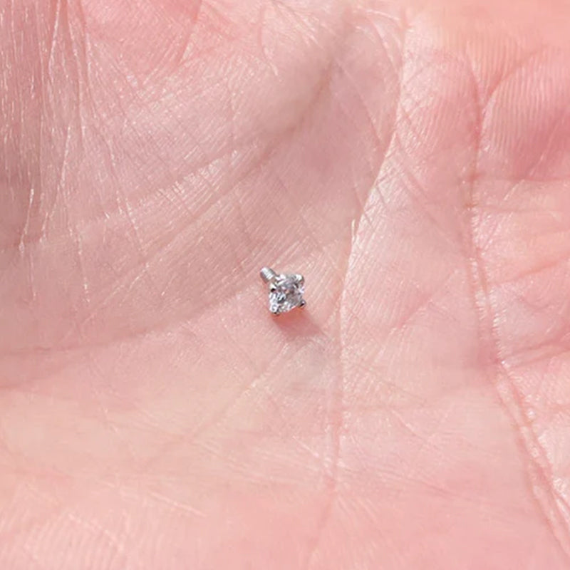 Dermal Top with 3mm Natural Diamond Labret Stud With 14K Solid Yellow Gold