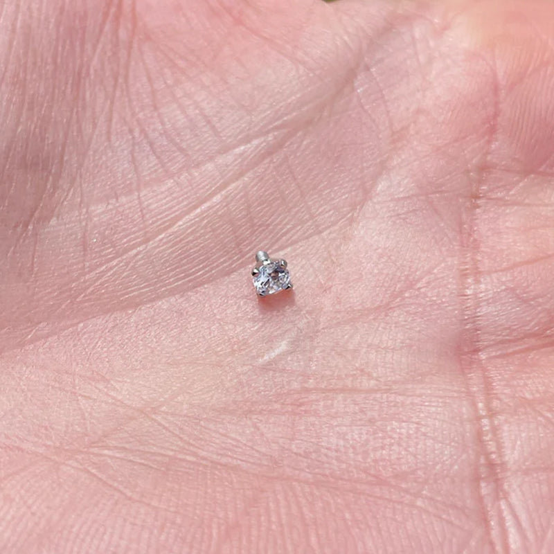 Dermal Top with 3mm Natural Diamond Labret Stud With 14K Solid Yellow Gold