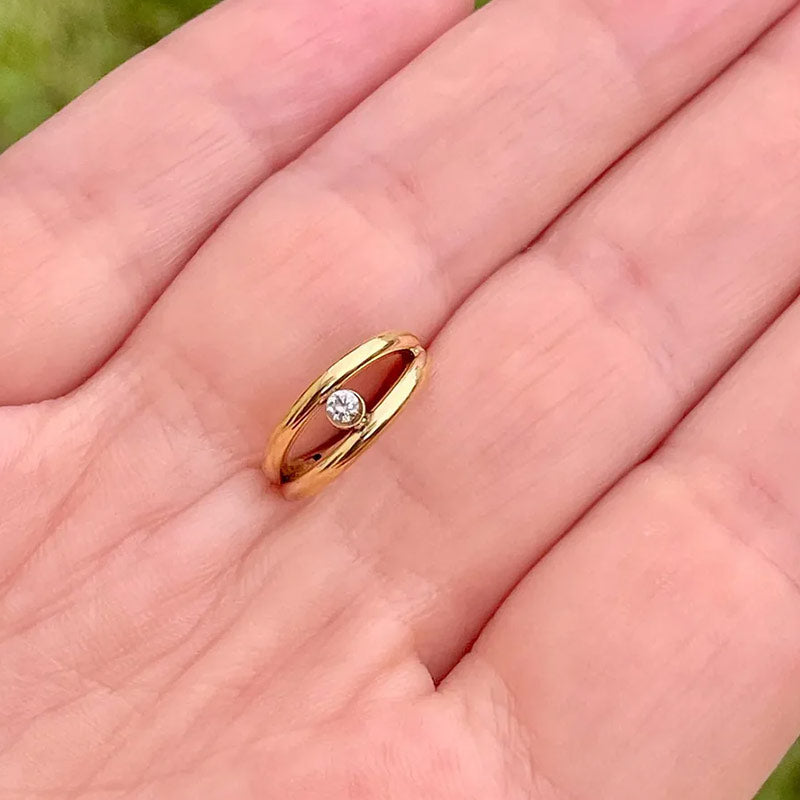 Double Hoop 14k Gold Belly Button Ring Navel Ring Clicker Solid Gold Piercing Jewely With Genuine Diamond