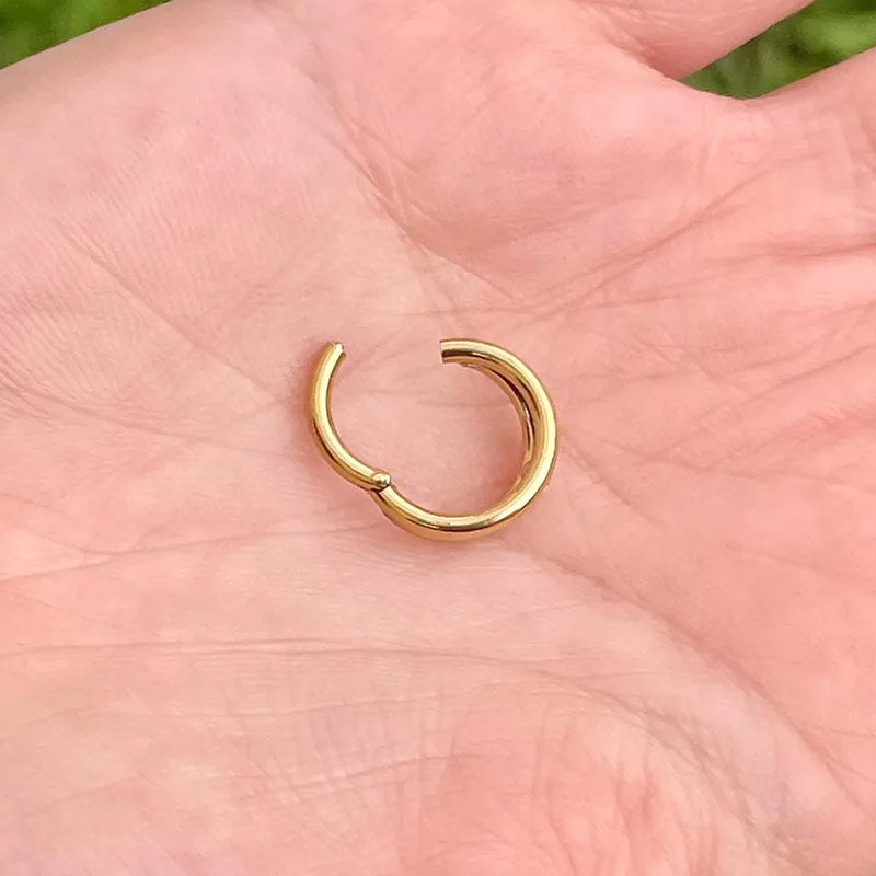 Double Hoop 14k Gold Belly Button Ring Navel Ring Clicker Solid Gold Piercing Jewely With Genuine Diamond