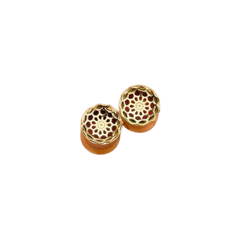Flower Double Flared 14k Solid Gold Tunnel Ear Gauges Flesh Tunnles