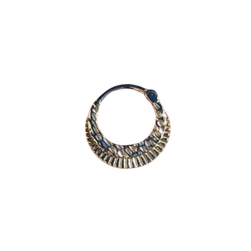 Hammered Helix and Septum Clicker Conch Daith Hoop With 14k Gold
