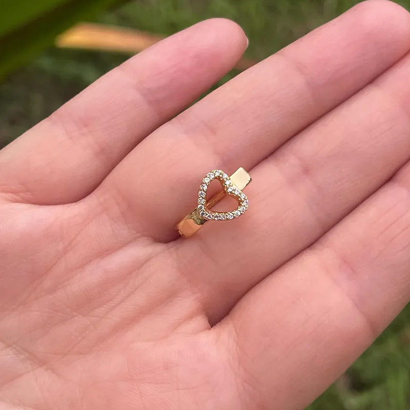 Heart 14k Gold Belly Button Ring Navel Ring Clicker Solid Gold Piercing Jewely With Genuine Diamonds