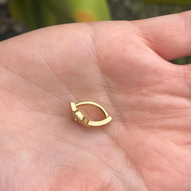 Heart 14k Gold Belly Button Ring Navel Ring Clicker Solid Gold Piercing Jewely With Genuine Diamonds