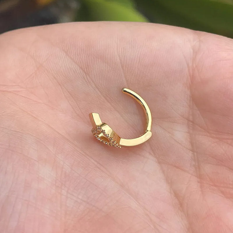 Heart 14k Gold Belly Button Ring Navel Ring Clicker Solid Gold Piercing Jewely With Genuine Diamonds