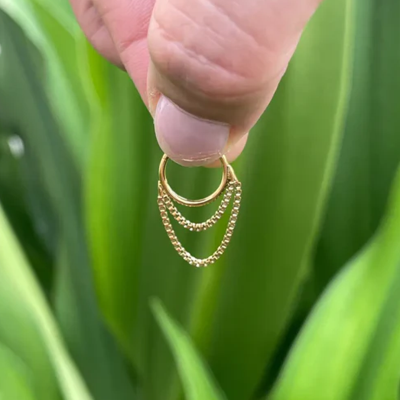 Helix Rook Earrings Double Open Stack Sleeper Earring Daith Cartilage Tragus Piercing Jewelry Septum 14k Gold