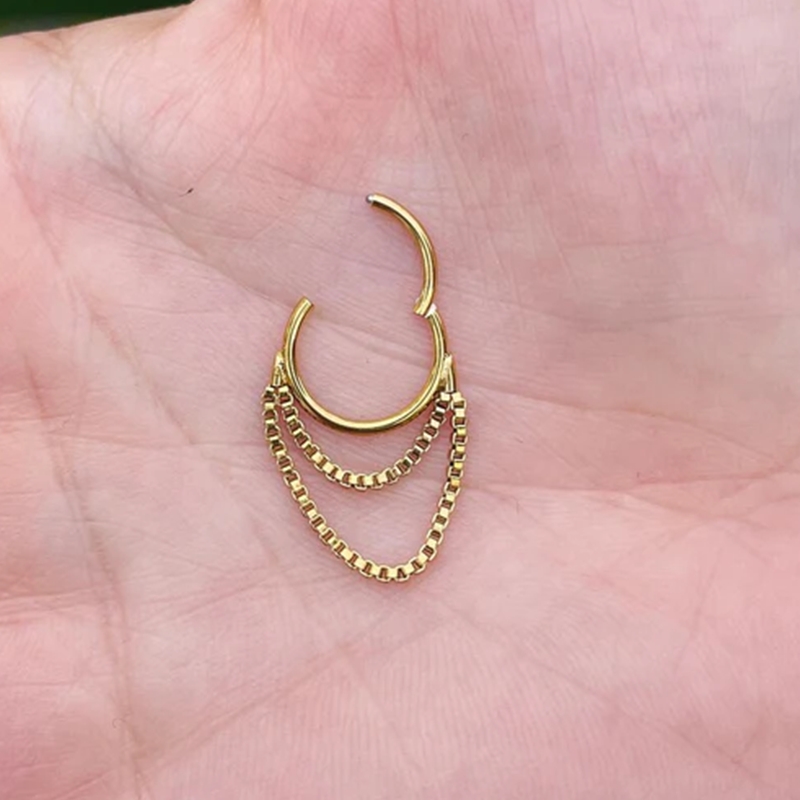 Helix Rook Earrings Double Open Stack Sleeper Earring Daith Cartilage Tragus Piercing Jewelry Septum 14k Gold