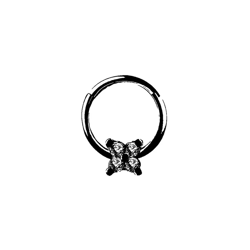 Hinged Hoop Ring Septum Clicker Daith Helix Conch Rook Hoop With 4 Natural Diamonds 14k Gold