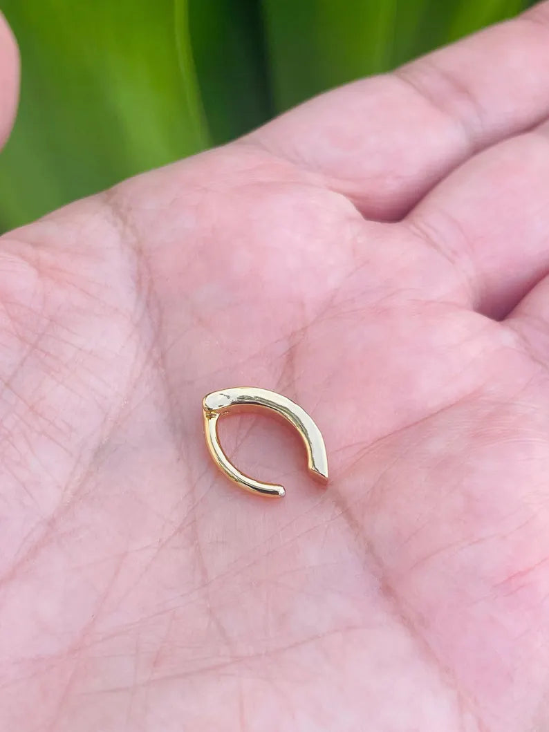 14k Gold Belly Button Ring Genuine Diamond Bezel Setting Clicker Solid Gold Piercing Jewelry